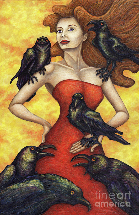 Ravens Council Painting by Amy E Fraser