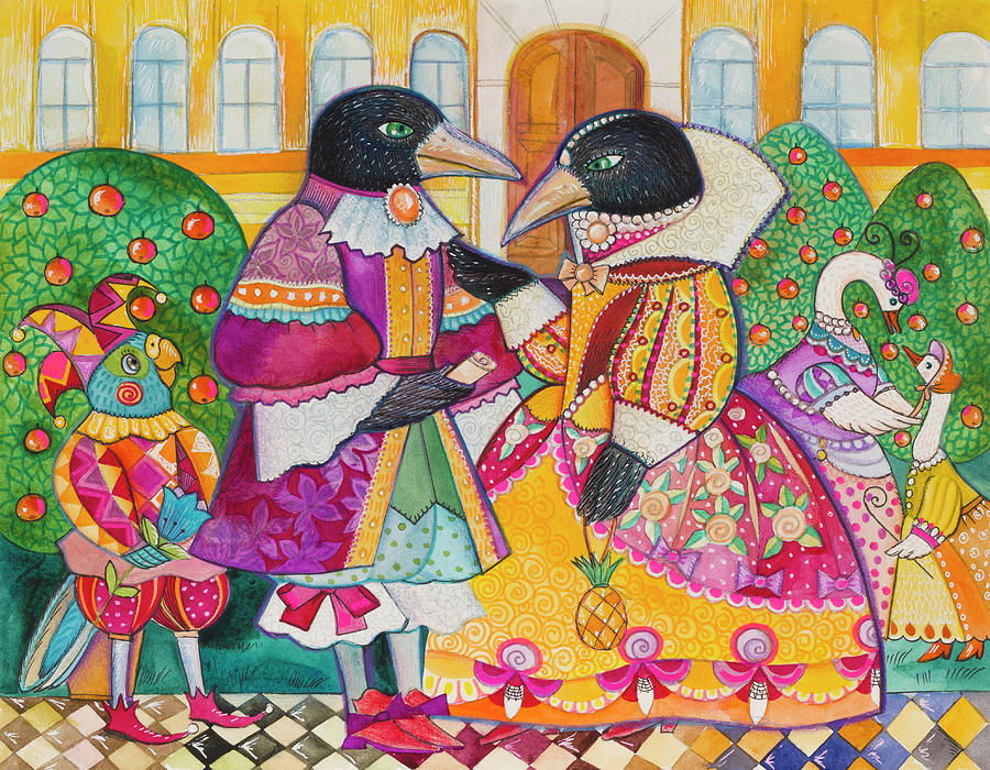 Bird Painting - Ravens II by Oxana Zaika