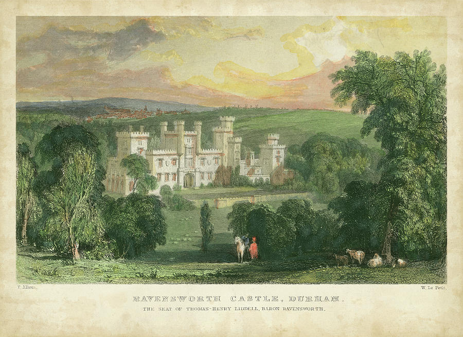 Architecture Painting - Ravensworth Castle by T. Allom