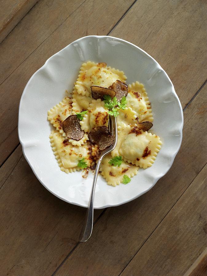 Ravioli With Brown Butter And Truffles Photograph by Linda Sonntag