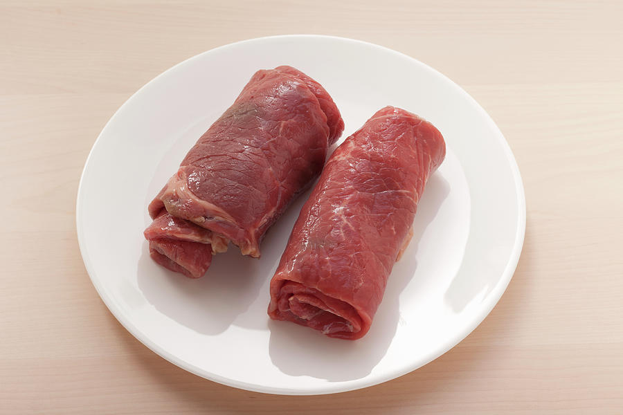 Raw Beef Roulades Photograph by Eising Studio