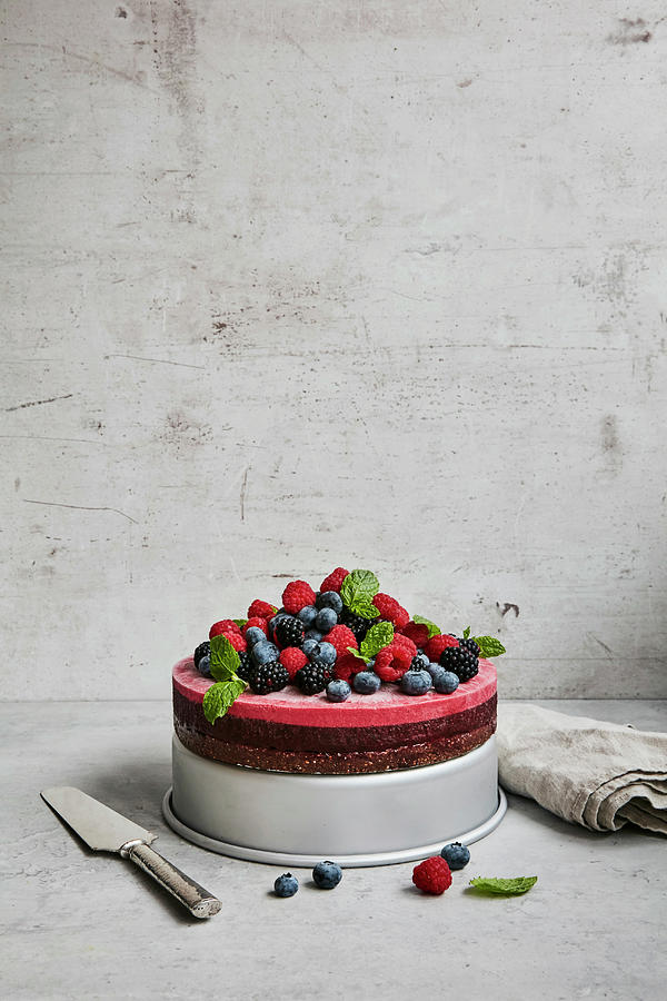 Raw Berry Mousse Cake Photograph by Fanny Rdvik