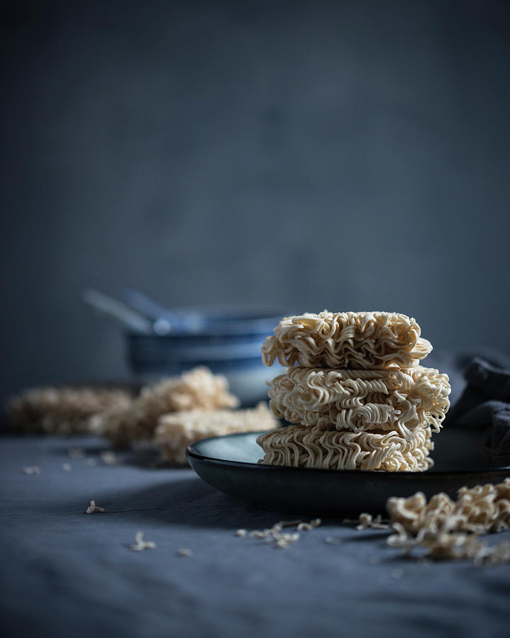Raw Mie Noodles southeast Asian Wheat Noodles, Stacked Photograph by Kati Neudert