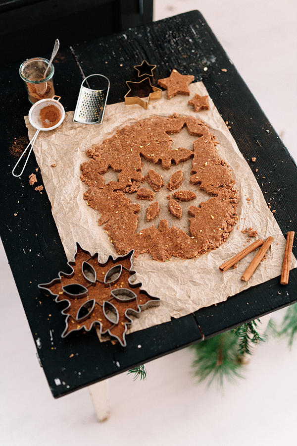 Raw Vegan Gingerbread With Orange On Baking Paper Photograph by Syl Loves