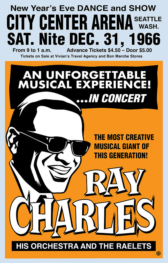 Typography Digital Art - Ray Charles by Gary Grayson