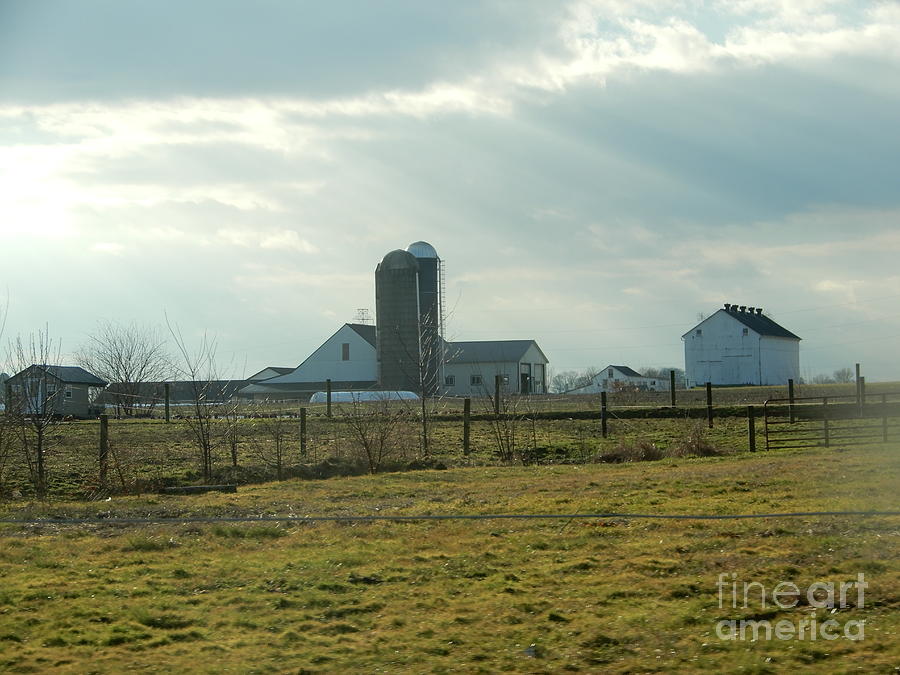 Rays of Sunshine Over an Amish Farm Photograph by Christine Clark