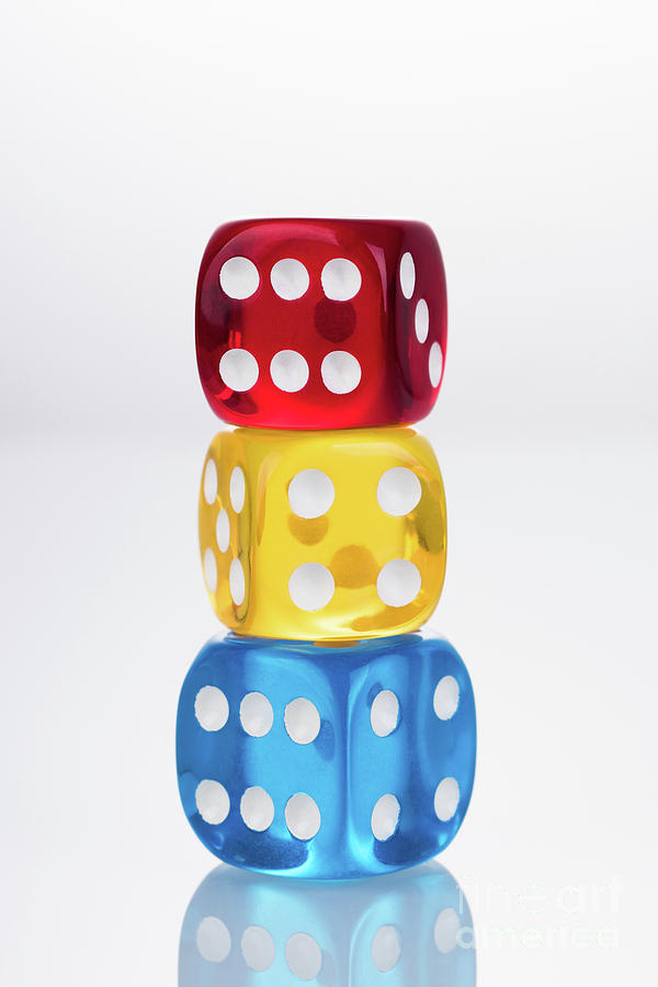 Rby Colored Dices Stacking Photograph by Miragec