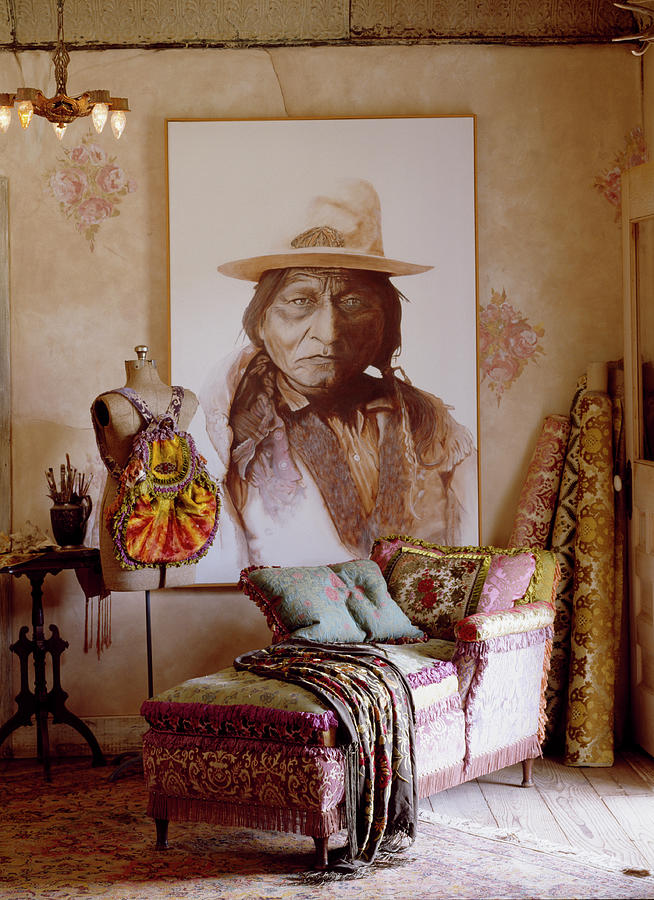 Rcamier And Tailors Dummy In Front Of Large Portrait Of Native American Photograph by Brian Harrison