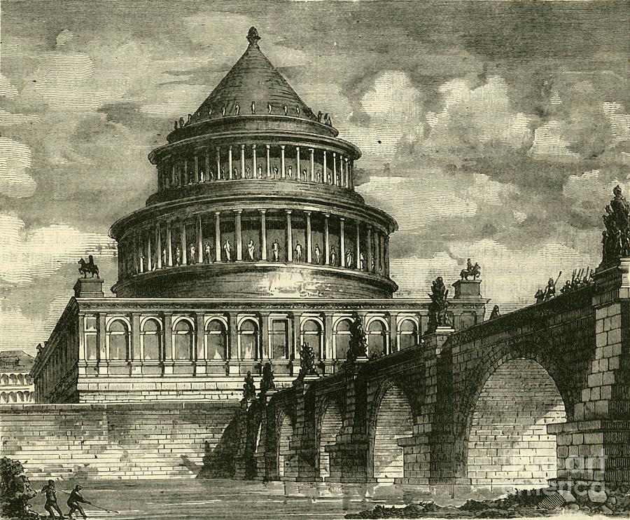 Re-construction Of The Mausoleum Drawing by Print Collector
