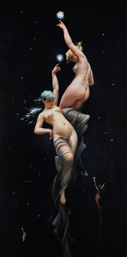 Fantasy Painting -  Reaching for the Stars - Moonlit Beauties by Luis Ricardo Falero