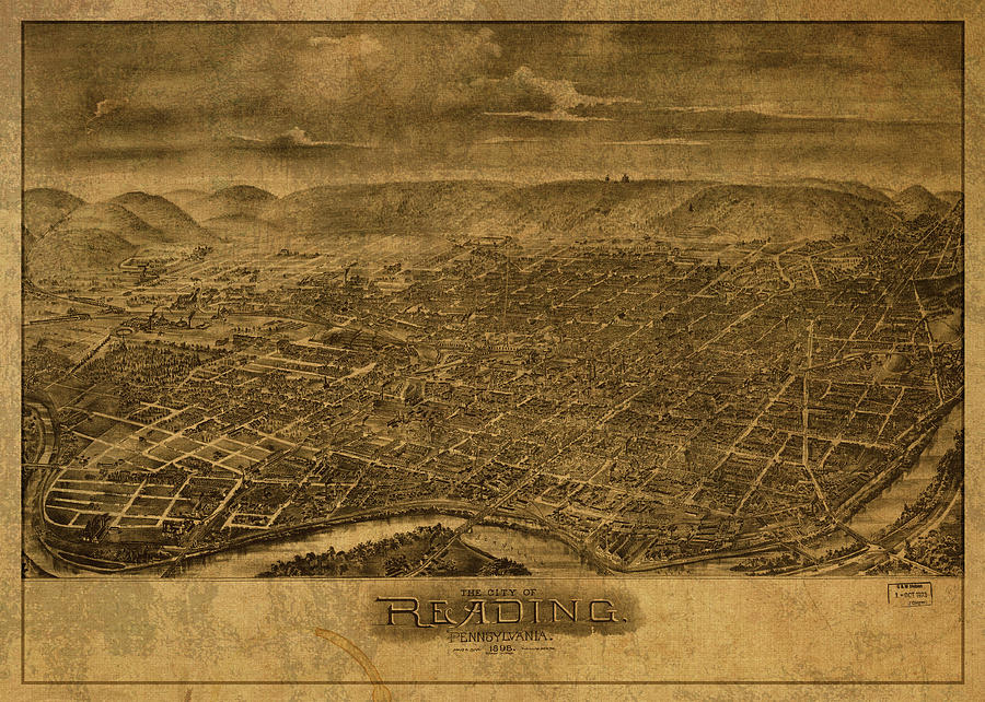 Reading Pennsylvania Vintage City Street Map 1898 Mixed Media by Design ...