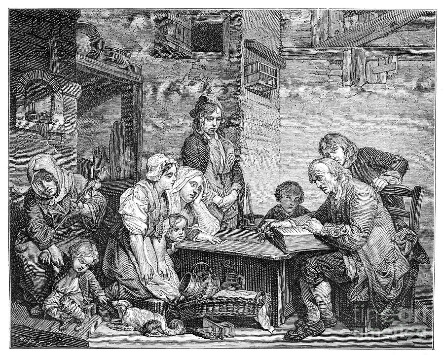 Reading The Bible, 1885.artist Fv Drawing by Print Collector