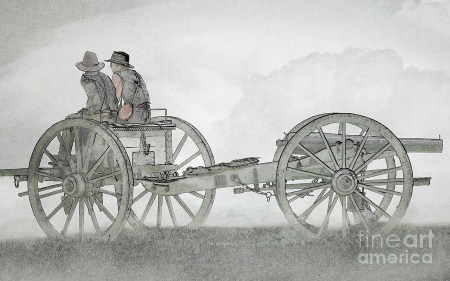 Ready For Action Civil War Cannon Sketch Version Digital Art by Randy Steele