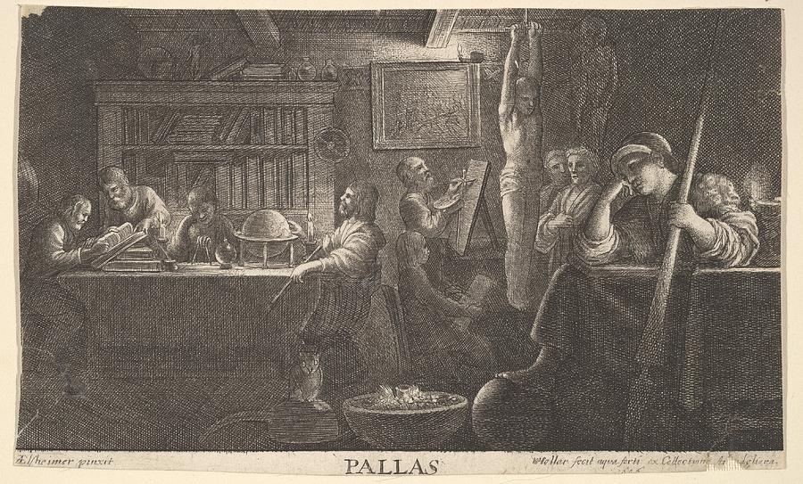 Realm of Pallas Drawing by Wenceslaus Hollar