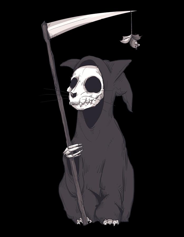 Reaper Cat Drawing by Ludwig Van Bacon