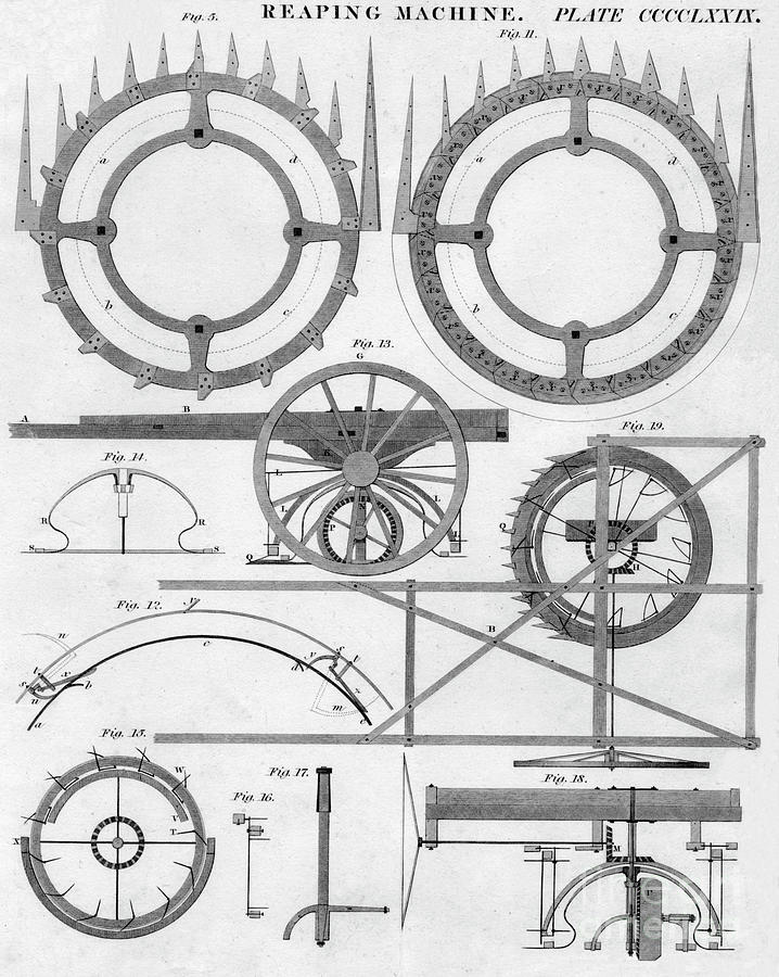 Reaping Machine Drawing by Print Collector Reaping Machine Drawing by Print Collector