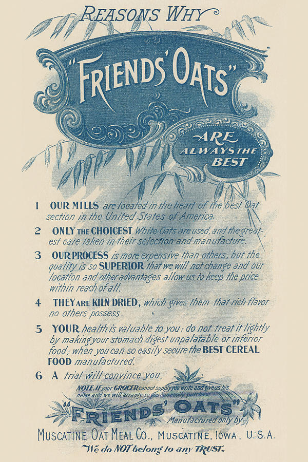 Victorian Painting - Reasons Why Friends Oats are the Best by Unknown