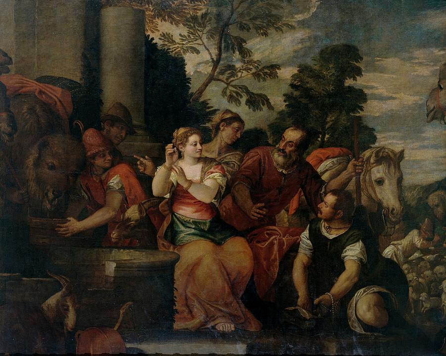 Rebeca y Eliezer, 1553, Oleo sobre Lienzo, 219 cm x 270 cm, P00512. Painting by Giovanni Battista Zelotti -1526-1578-