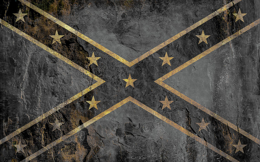 Rebel Flag Black And White Digital Art