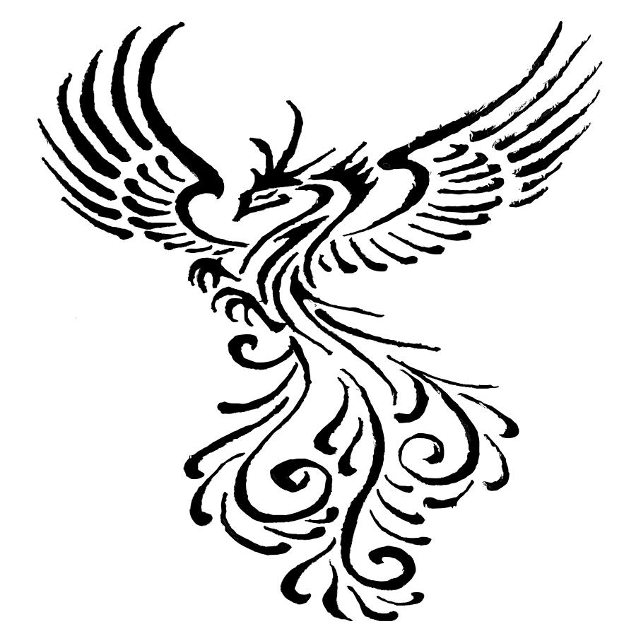 Phoenix Bird Logo. Tribal Tattoo Design. Stencil Vector Illustration  16189231 Vector Art at Vecteezy