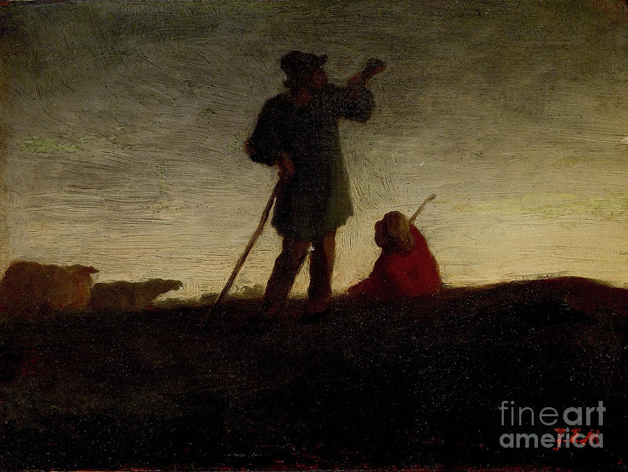 Recalling The Flock By Millet Painting by Jean Francois Millet