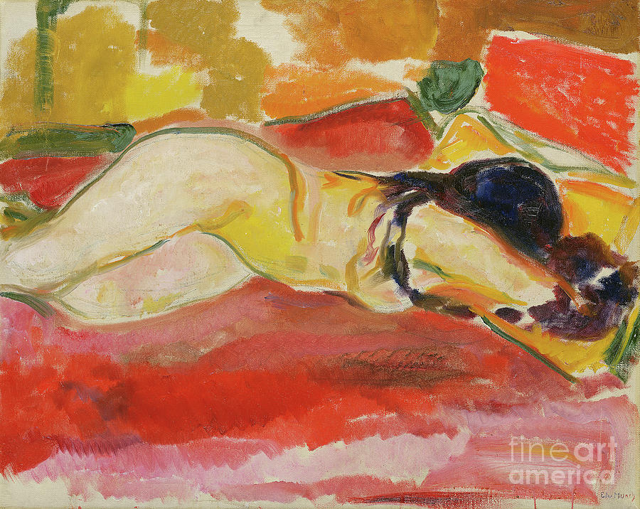 Reclining Female Nude By Edvard Munch Painting by Edvard Munch