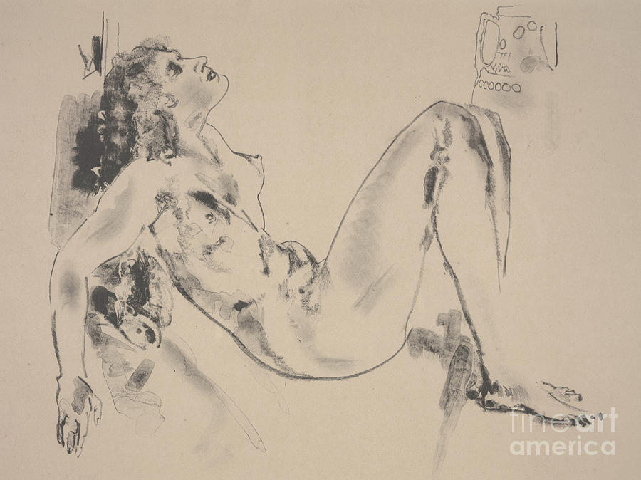 Arthur Bowen Davies Drawing - Reclining Nude by Arthur Bowen Davies