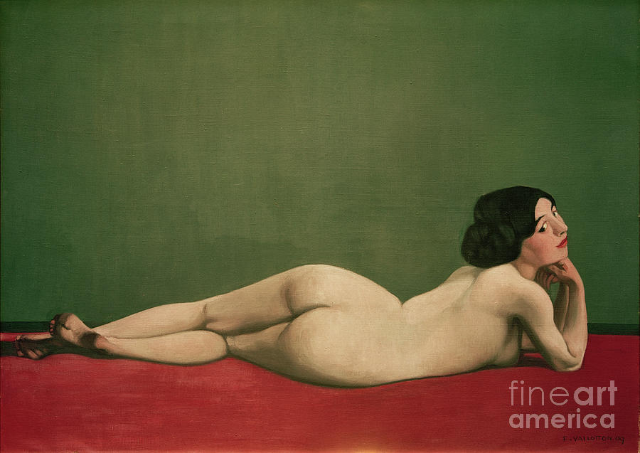 fineartamerica.com Reclining nude on red carpet Painting by Felix Vallotton...