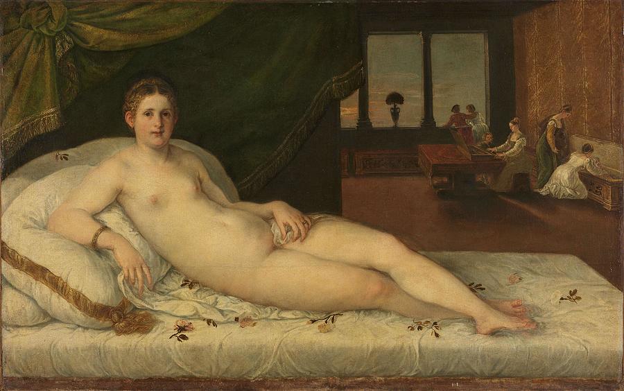 Reclining Venus. Liggende Venus. Painting by Lambert Sustris -attributed to-