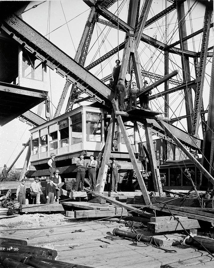 Reconstruction Of Ferris Wheel On Clark Photograph by Chicago History Museum