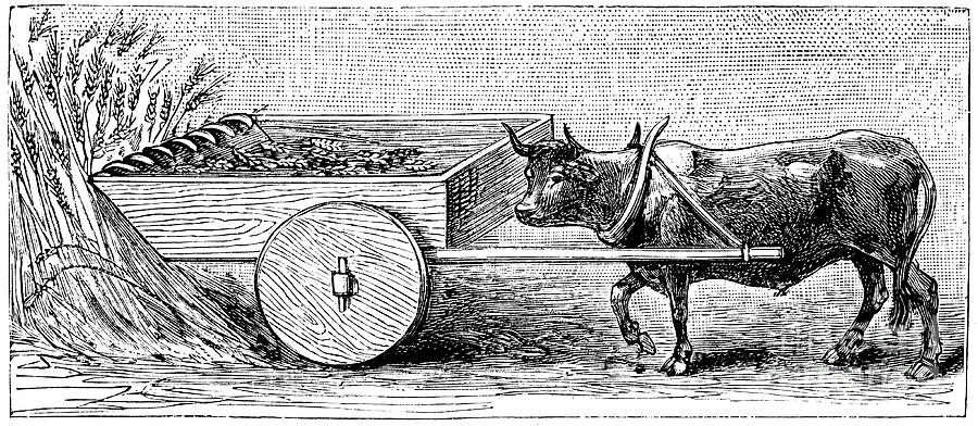 Reconstruction Of Reaping Machine Used Drawing by Print Collector