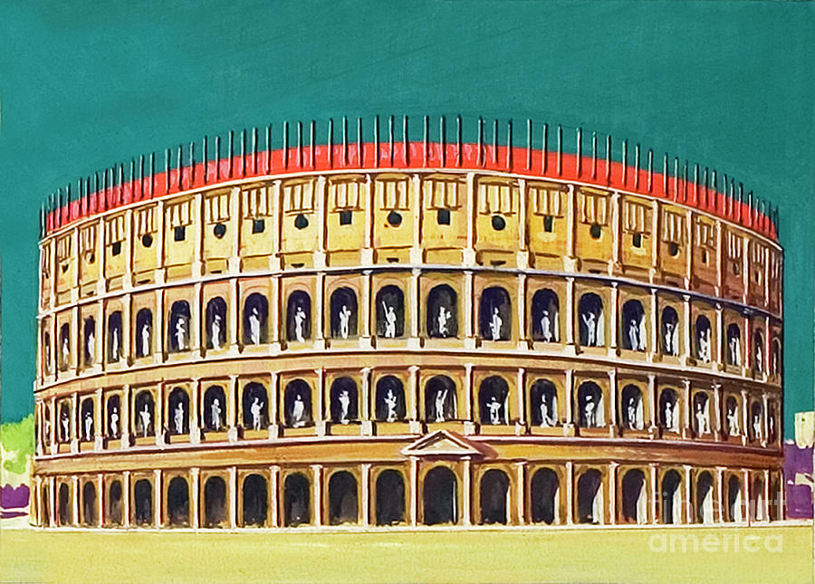 Reconstruction of the Colosseum  Painting by Severino Baraldi