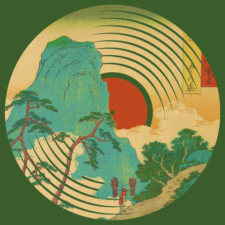 Record Album Vinyl LP Asian Japanese Mountain Green Painting by Tony Rubino