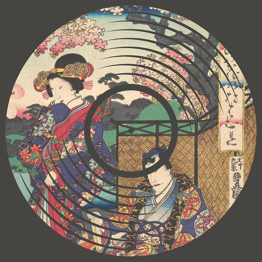 Record Album Vinyl LP Asian Japanese Flowers Painting by Tony Rubino