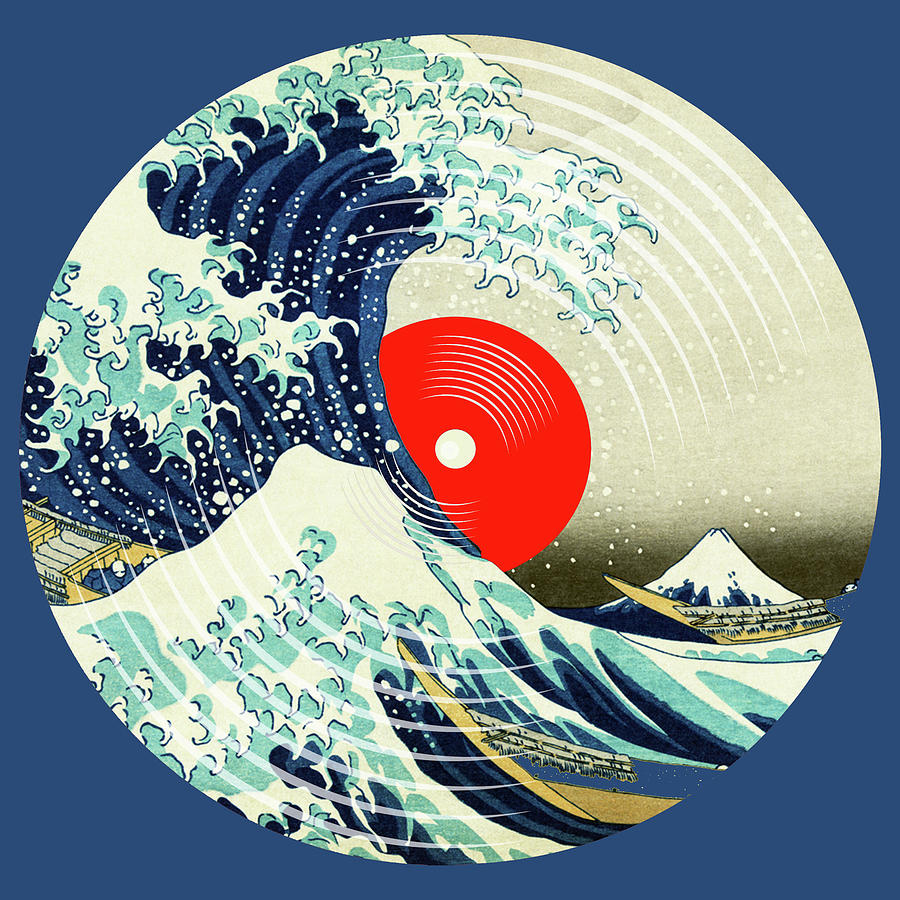 Record Album Vinyl LP Asian Japanese Wave Blue Painting by Tony Rubino