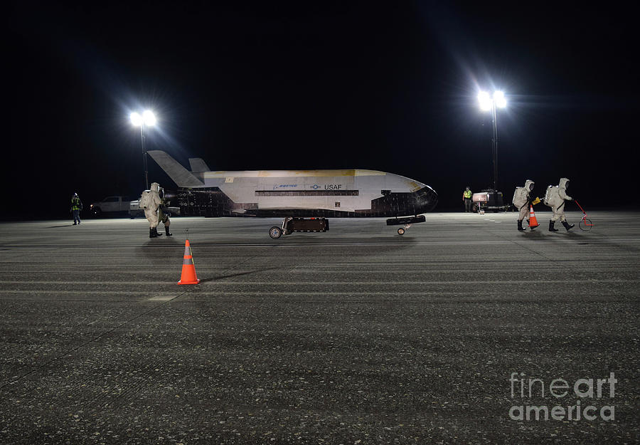 Record-breaking X-37b Spaceplane After Landing Photograph by Us Air Force/science Photo Library