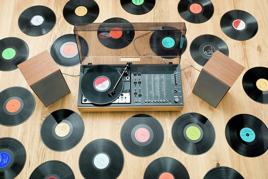 Records Lying On Floor Surrounding Photograph by Jorg Greuel