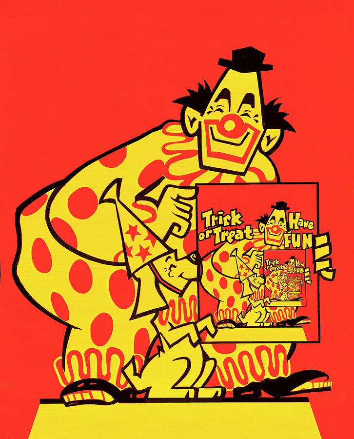 Vintage Drawing - Recursive clown by CSA Images