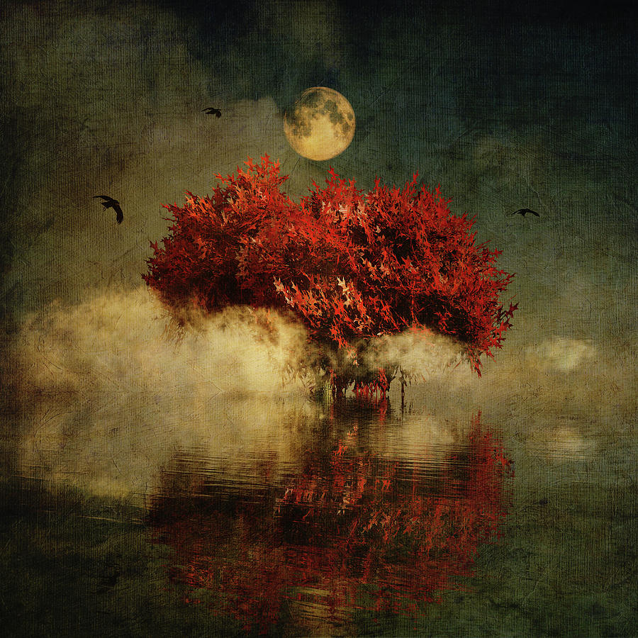Red American Oak in a dream Digital Art by Jan Keteleer