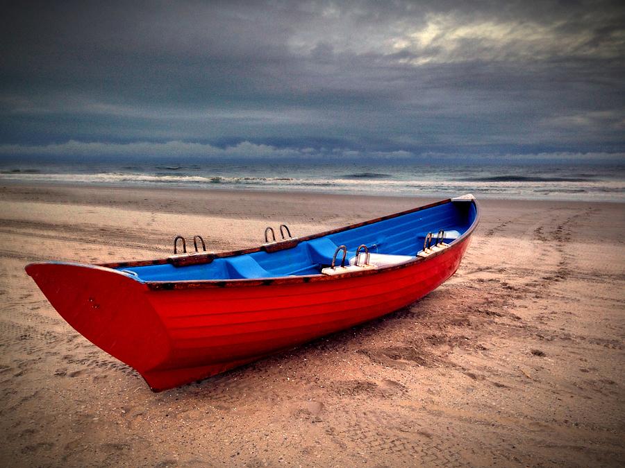 Red And Blue At The Beach Photograph by Jeffrey PERKINS