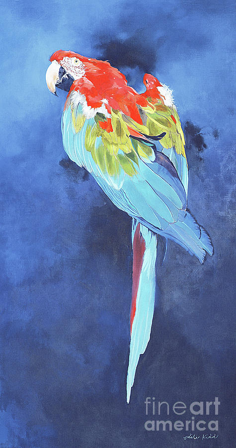 Red and Blue Macaw Painting by Odile Kidd
