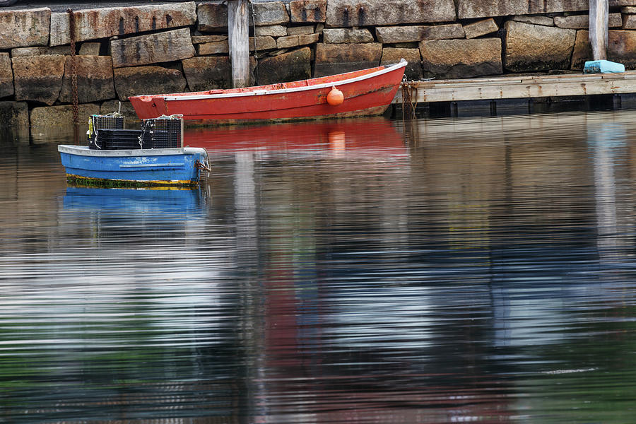 Adam Jones Photograph - Red And Blue Row Boats On Rainy Day by Adam Jones Adam Jones Photograph - Red And Blue Row Boats On Rainy Day by Adam Jones