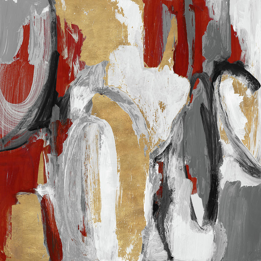 Abstract Painting - Red And Gold City Symphony I by Lanie Loreth