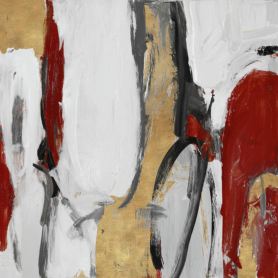 Abstract Painting - Red And Gold City Symphony II by Lanie Loreth