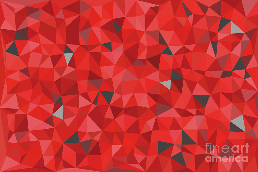 Abstract Digital Art - Red and gray triangular pattern - triangles mosaic by Michal Boubin
