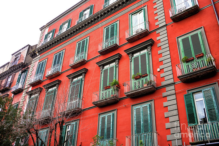Architecture Photograph - Red and Green in Naples Italy by John Rizzuto
