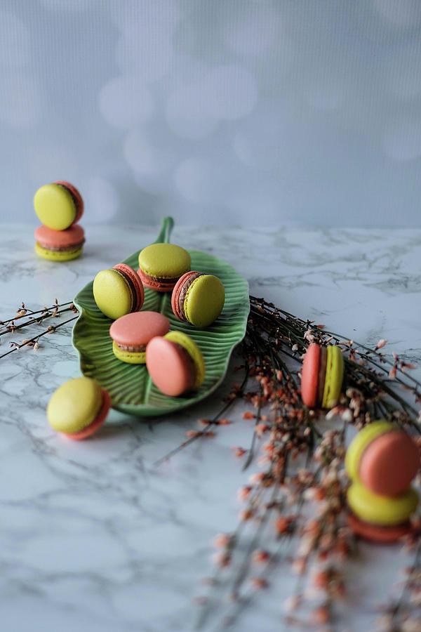 Red And Green Macaroons With Ovomaltine Cream Photograph by Marions Kaffeeklatsch