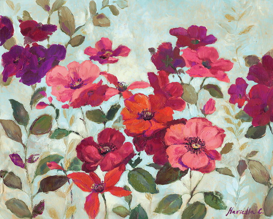 Flower Mixed Media - Red And Pink Flowers by Marietta Cohen Art And Design