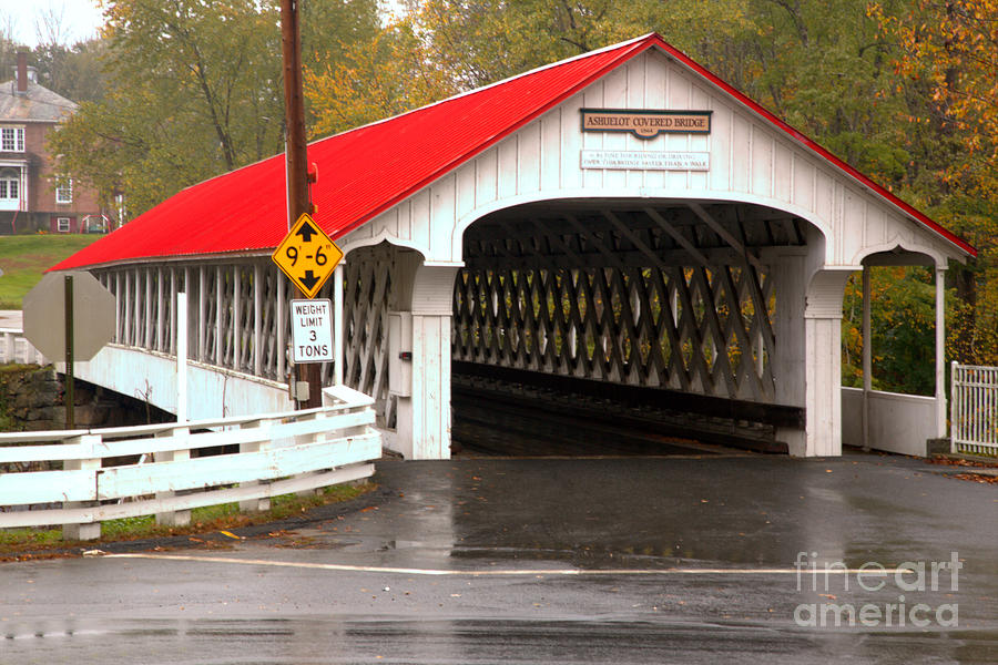 Red And White Ashuelot Covered Bridge Photograph by Adam Jewell