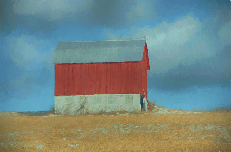 Red and White barn in winter Photograph by Alan Goldberg